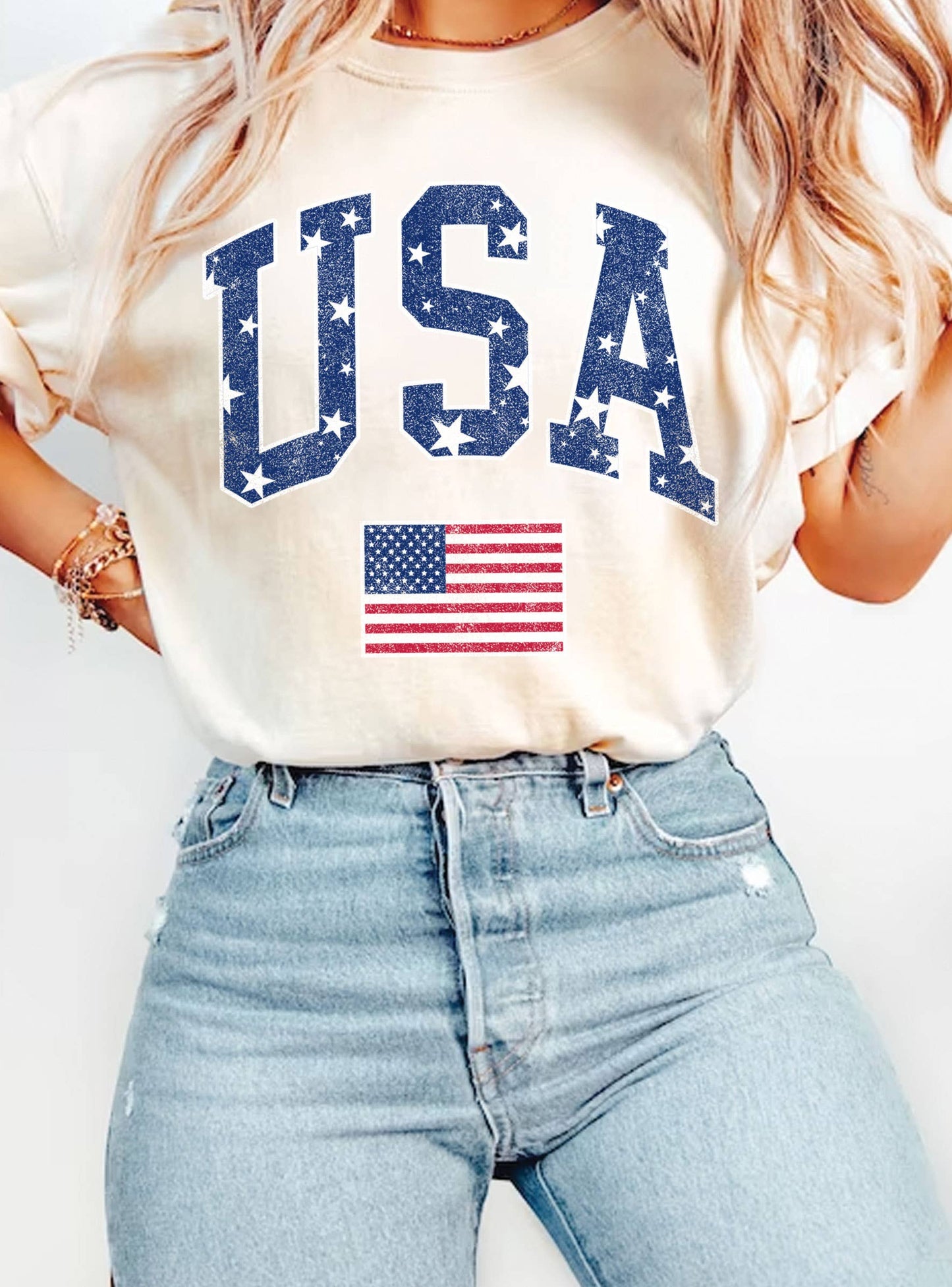 America Star Flag Graphic T-Shirt