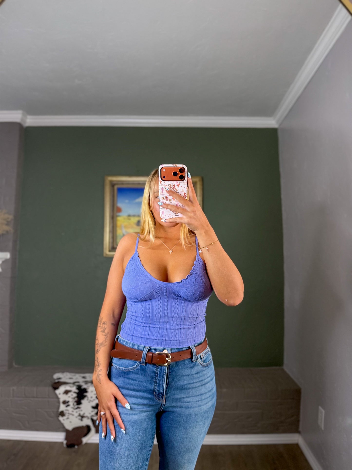 Knit Seamless Jacquard Pattern Top