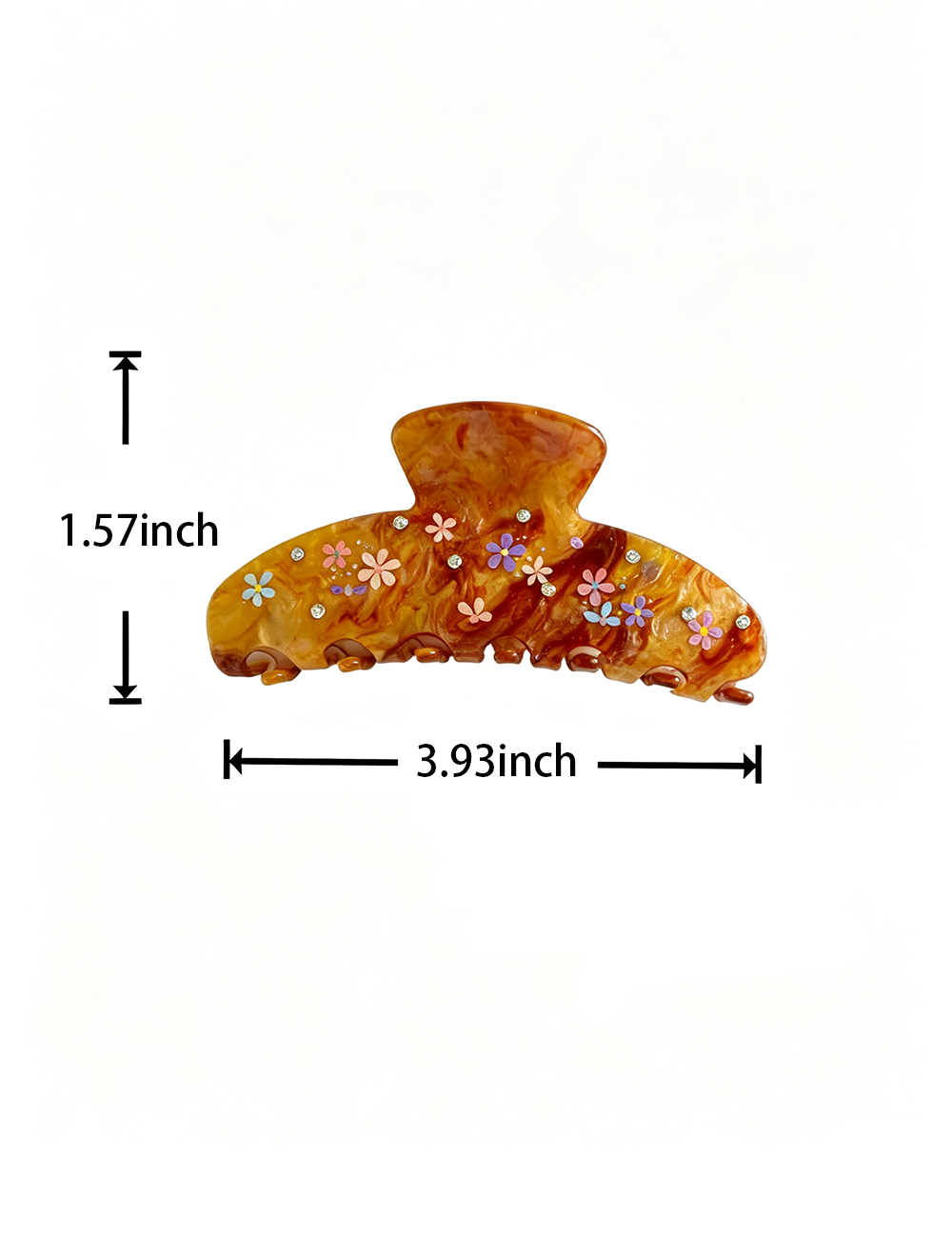 Ladies Amber Glitter Flower Rhinestones Hair Claw