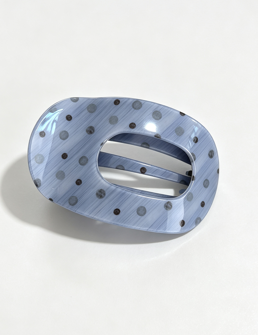 Ladies Polka Dot Print Oval Hollow Out Hair Claw Clip