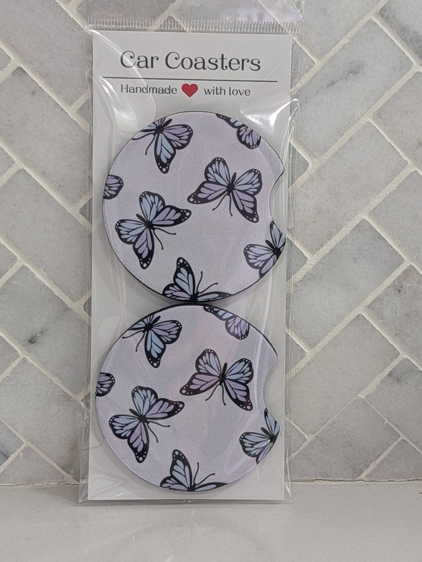 Purple Butterfly Car Coasters