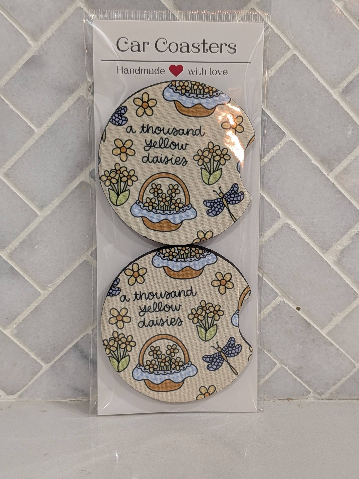 Thousand Yellow Daisies Car Coasters