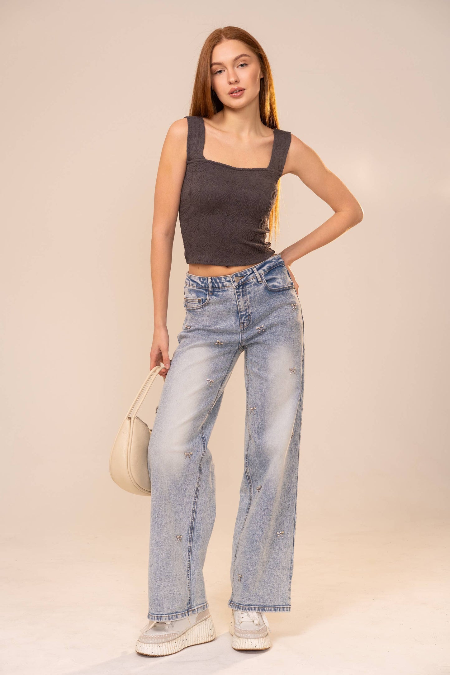 Textured Knit Sleeveless Crop Top