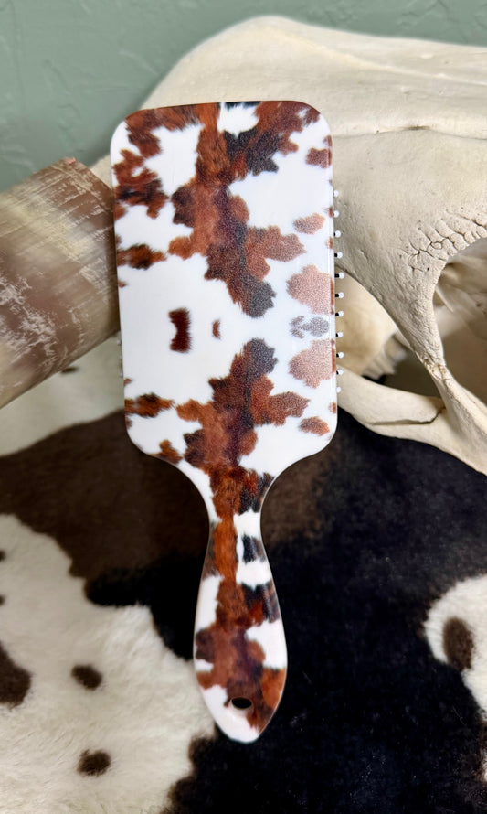 Chestnut Cow Print Long Handle Air Cushion Comb