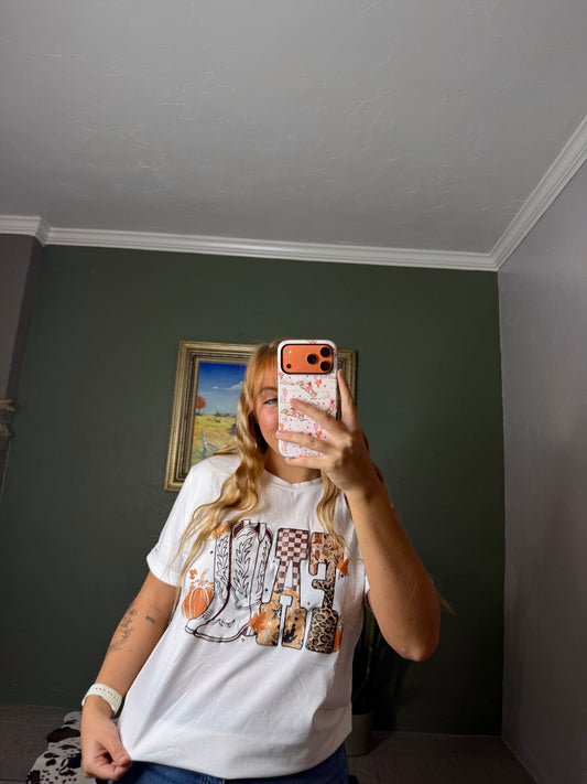 FALL Letter Print Western Thanksgiving Graphic Tee | S-3XL