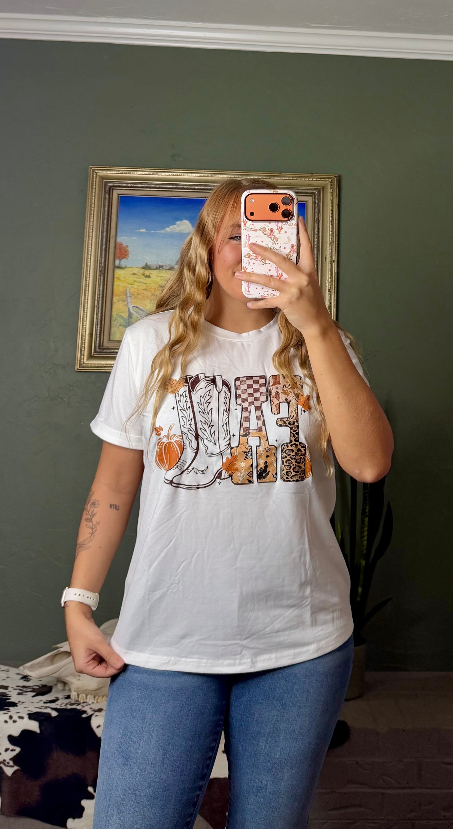 FALL Letter Print Western Thanksgiving Graphic Tee | S-3XL