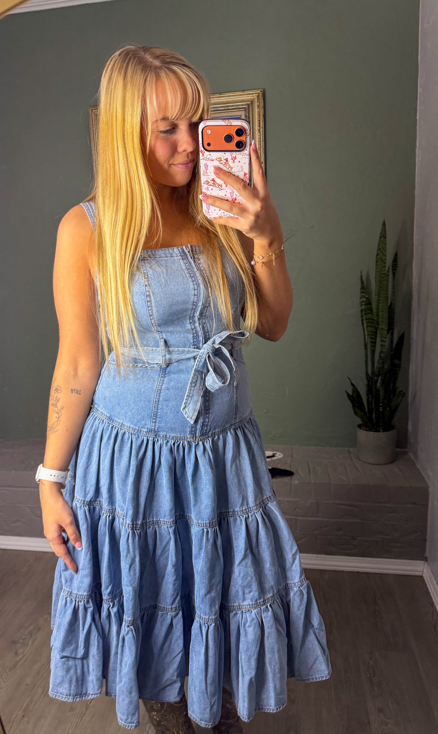 Garment Light Washed Zip Dress