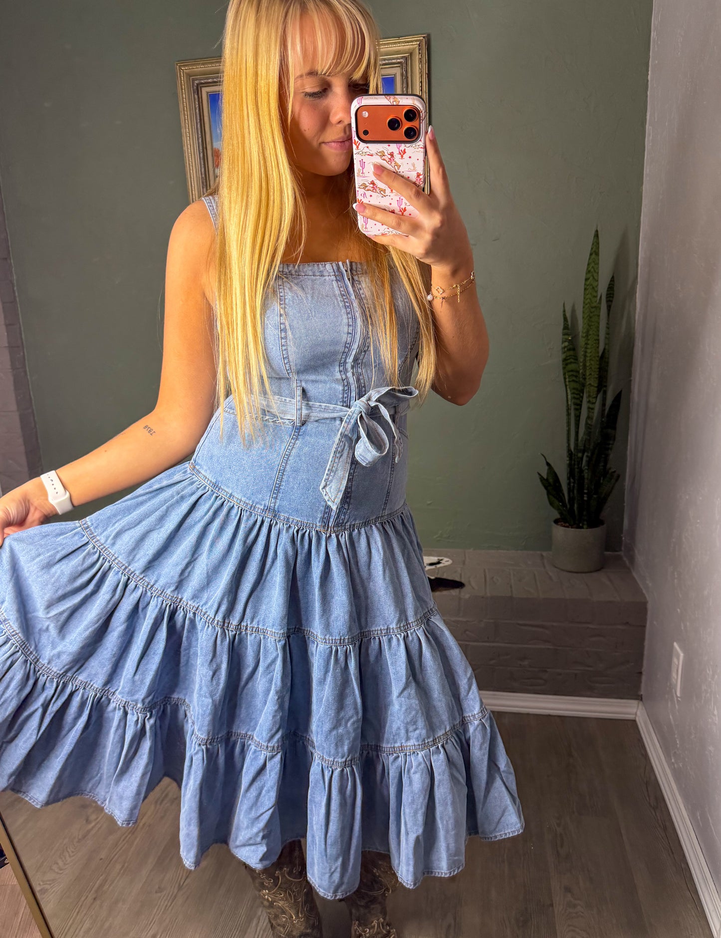 Garment Light Washed Zip Dress