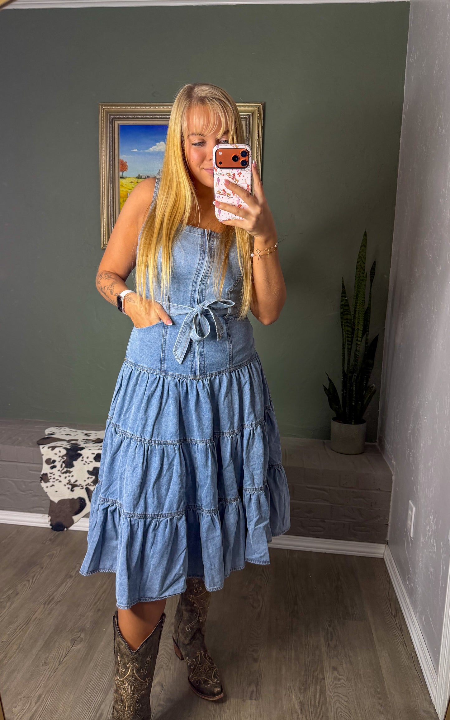 Garment Light Washed Zip Dress