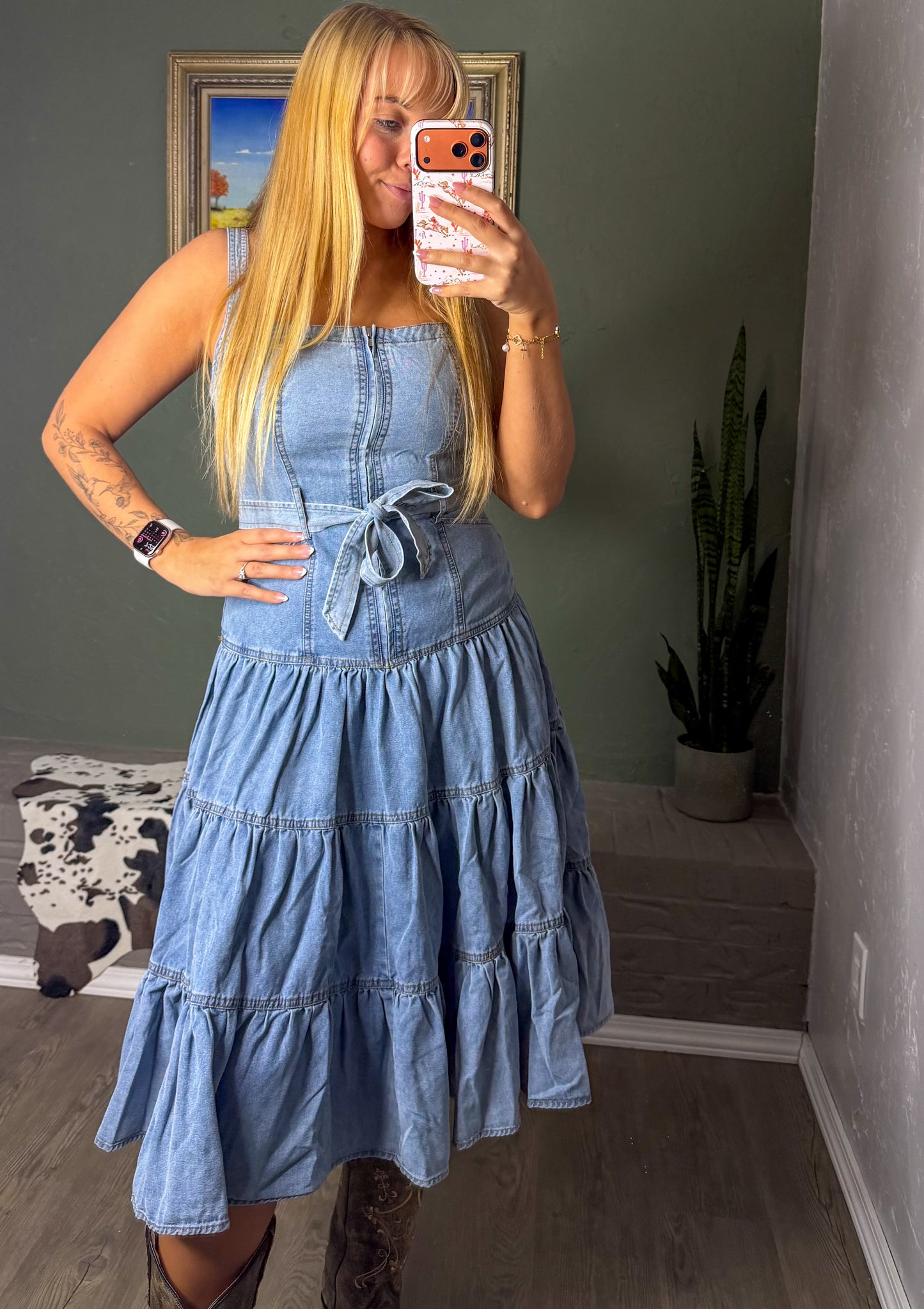 Garment Light Washed Zip Dress