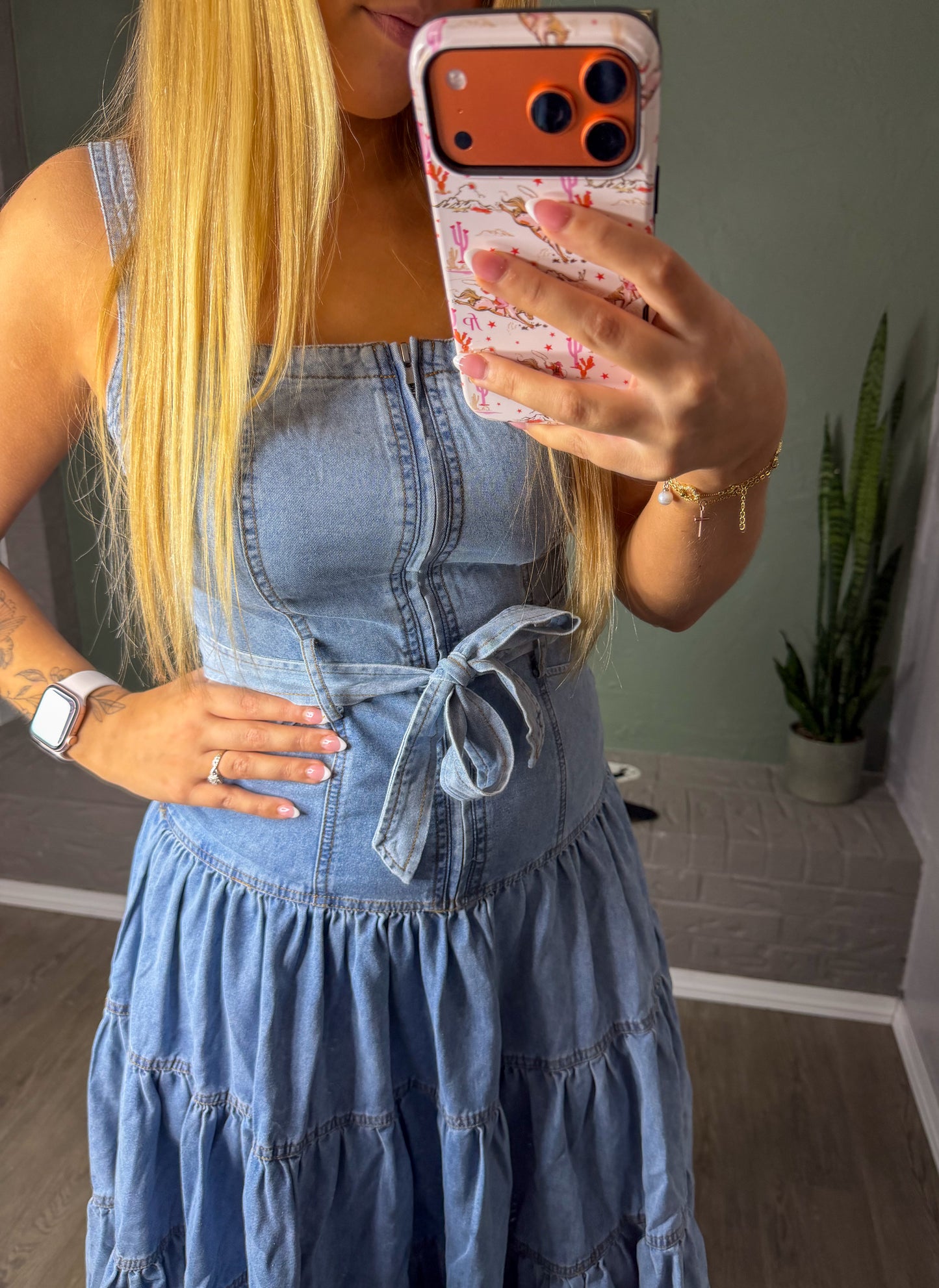 Garment Light Washed Zip Dress