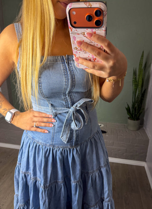 Garment Light Washed Zip Dress