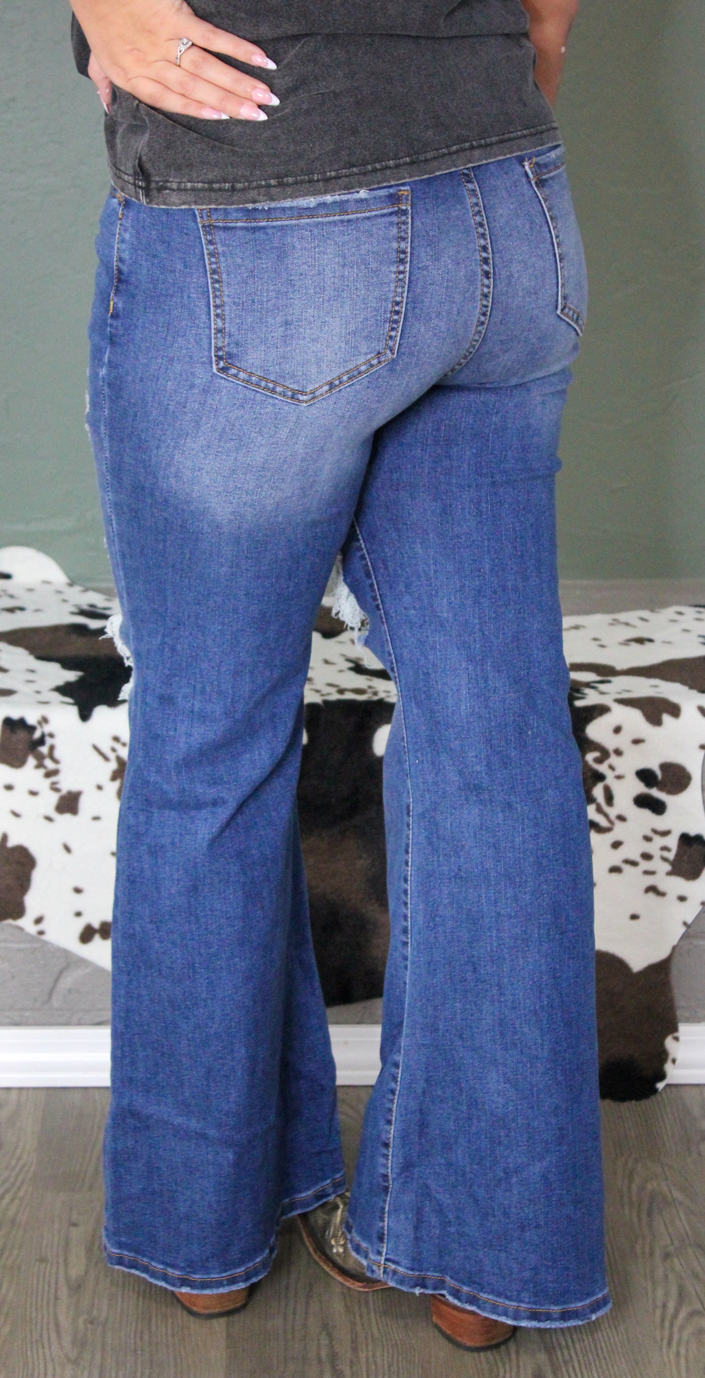 Blue High Waist Flare Jeans