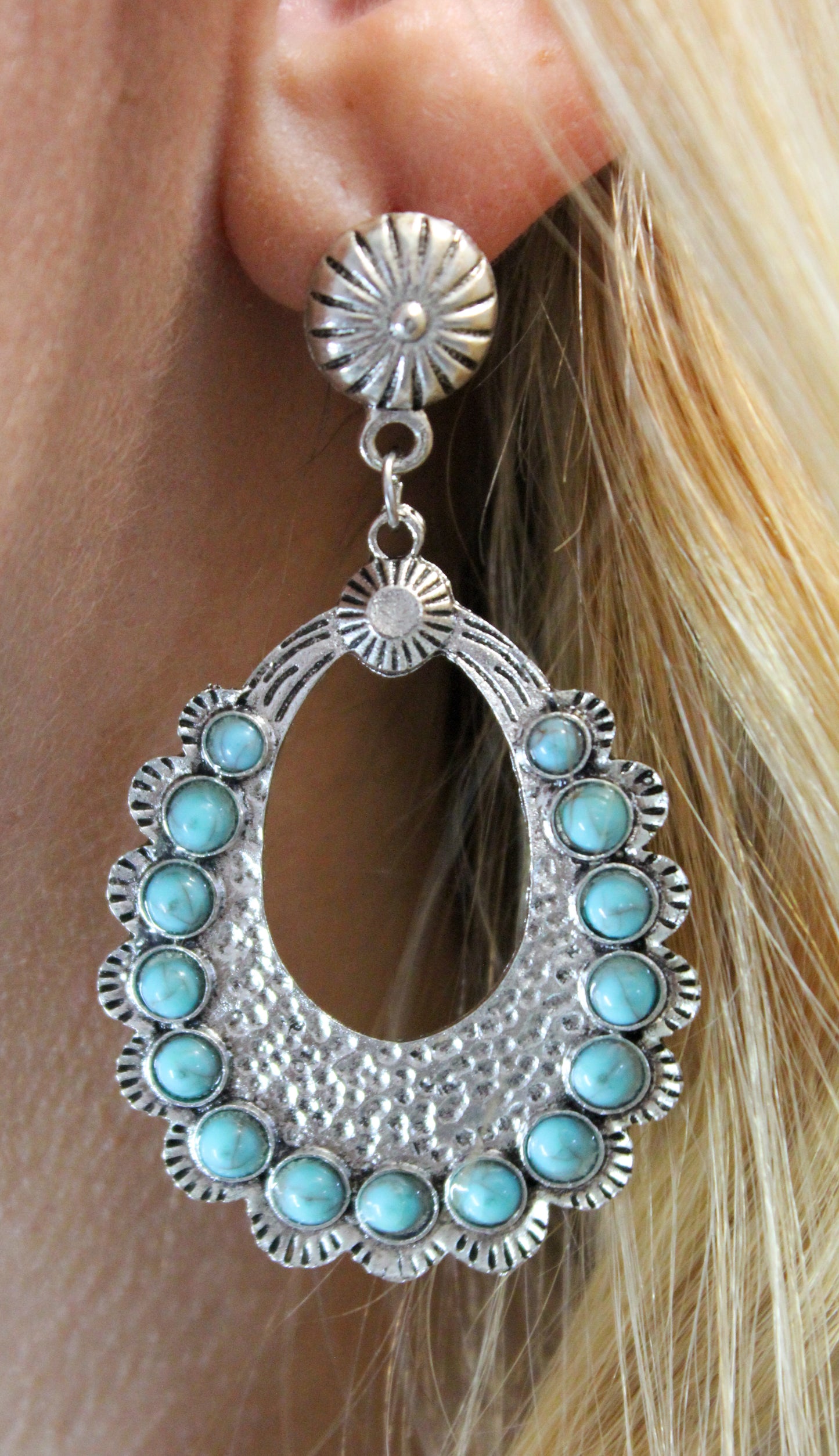 Turquoise Earrings Hollow cut out