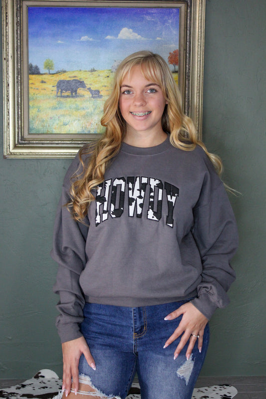 Howdy cowprint  embroidered