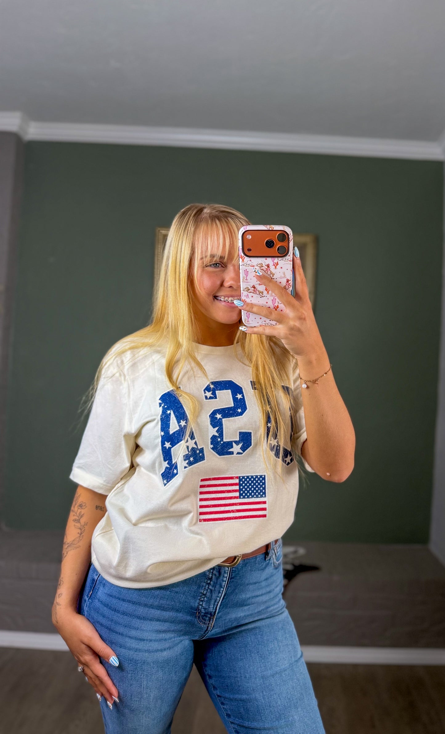 America Star Flag Graphic T-Shirt