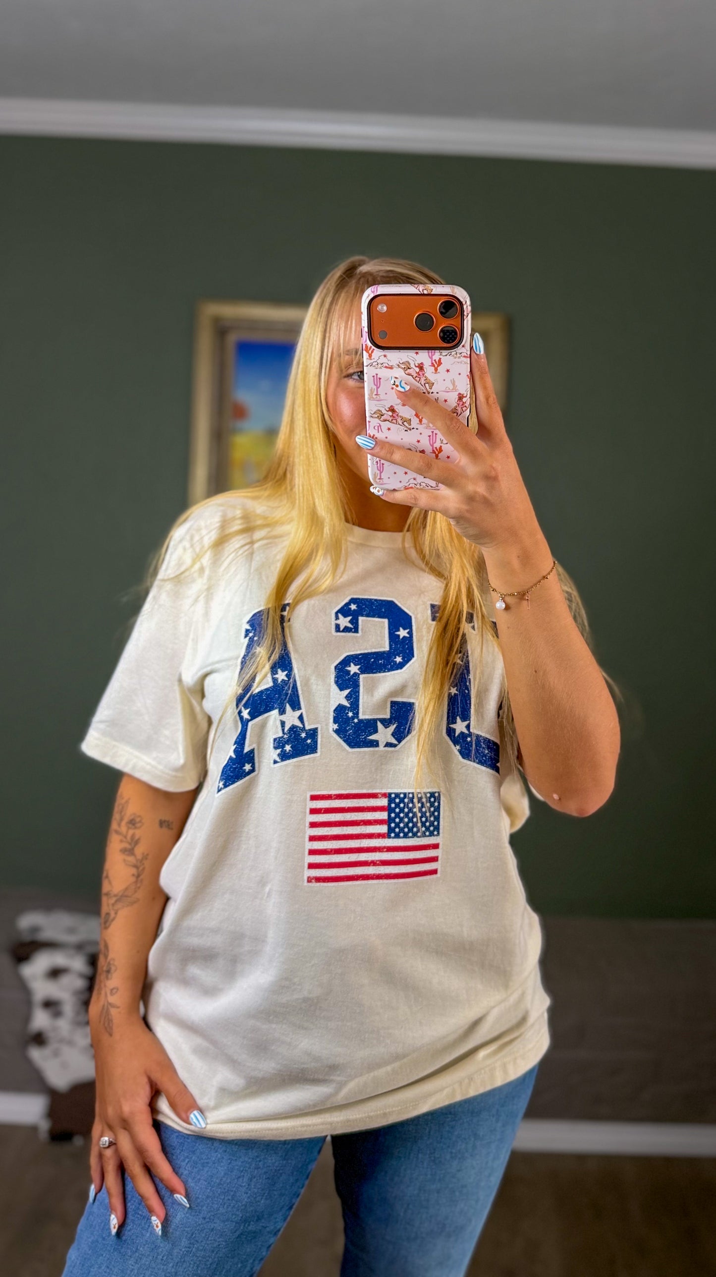 America Star Flag Graphic T-Shirt