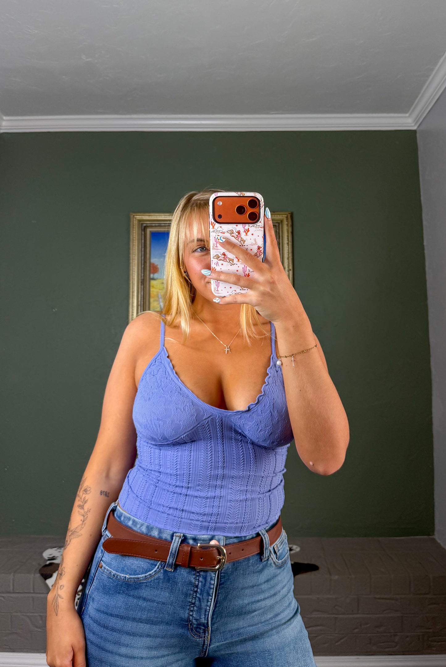 Knit Seamless Jacquard Pattern Top