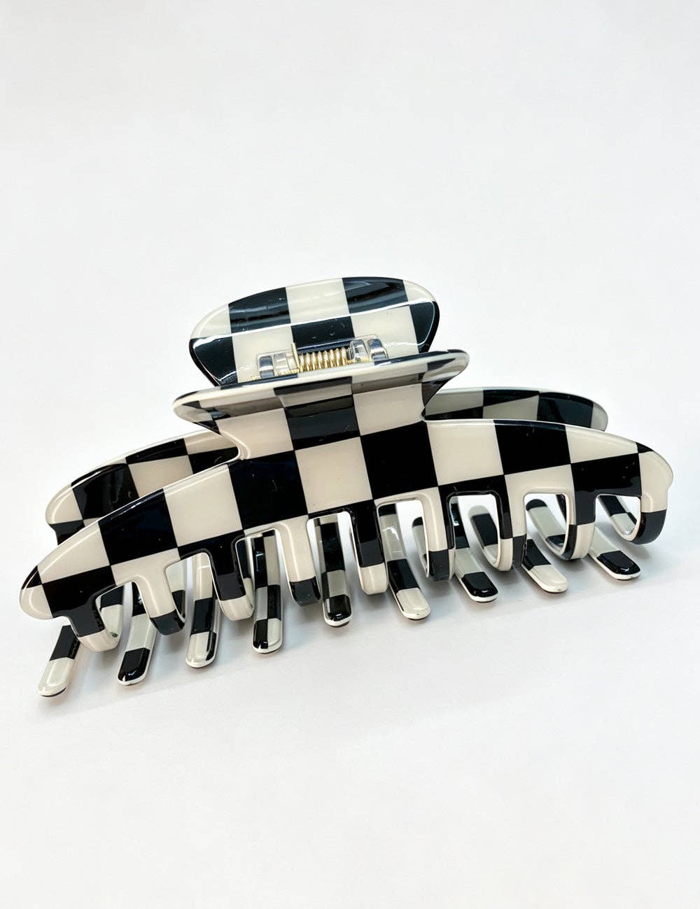 Ladies Checkered Mixed Hair Claw Clip