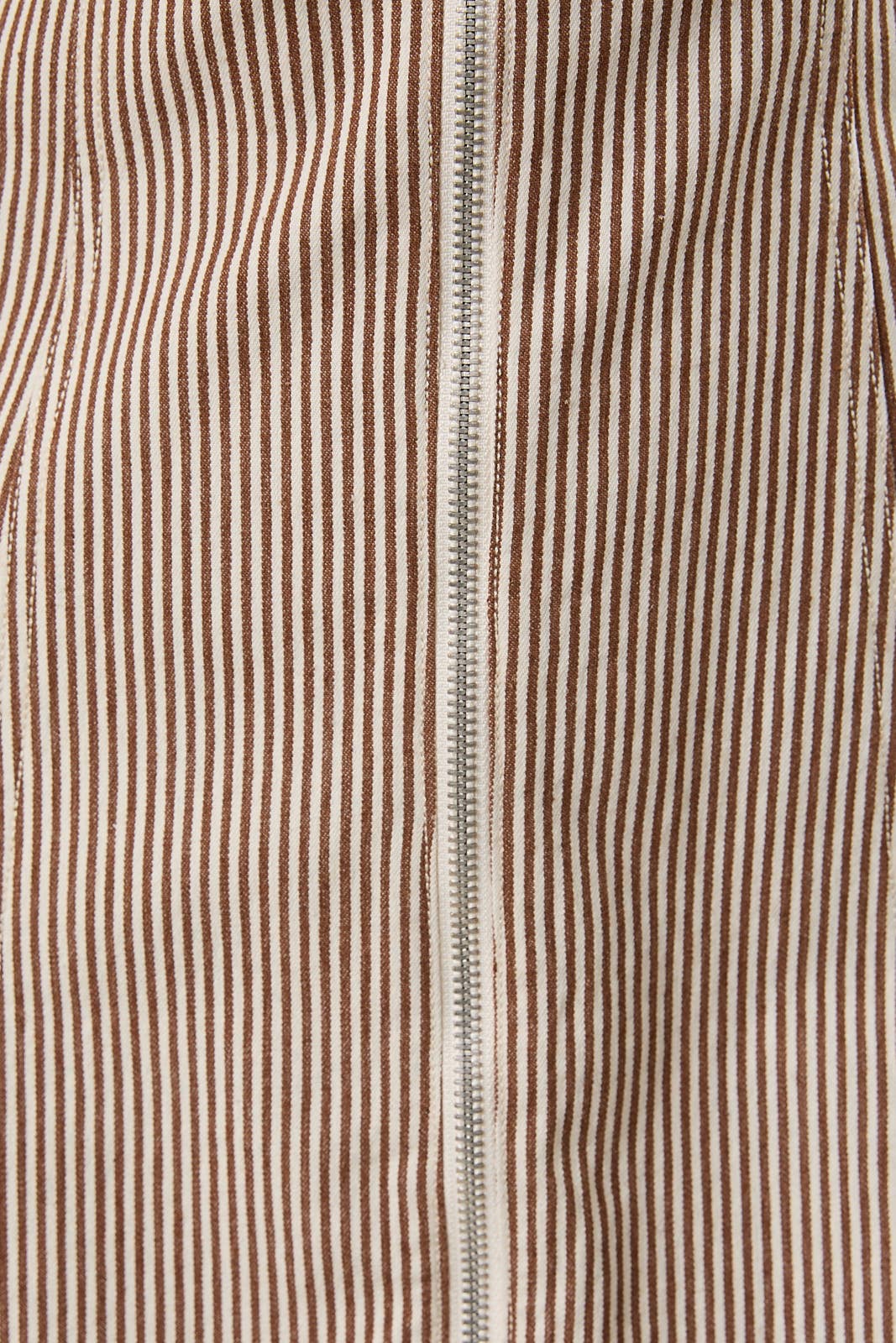 PUFF SLEEVE ZIP FRONT STRIPED DENIM MINI DRESS
