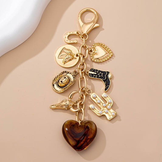WESTERN HEART CROSS HAT BOOT HEART BAG CHARM | 80K096